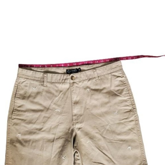 CHAPS Men's Embroidered White Seagulls Flat Front Chino Shorts Khaki Size 36 - Picture 10 of 13